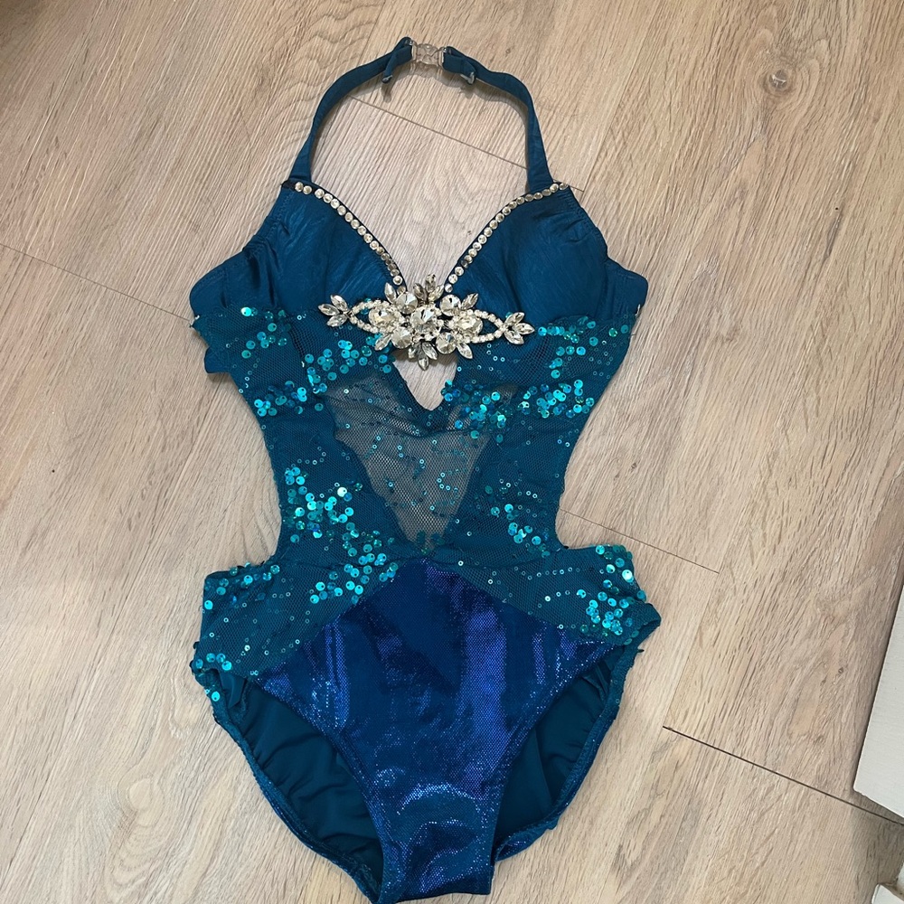 Sparkling Teal Dance Costume for Kids